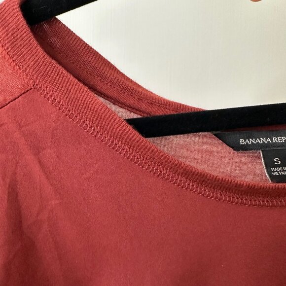 Banana Republic Burnt Orange Long-sleeved Two-fabric Top, Size S - Picture 5 of 6